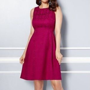 Eva Mendes Fuchsia Jacquard Cocktail Dress